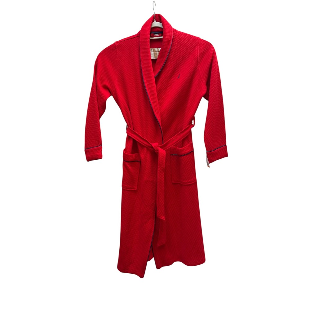 NWT Nautica Sleepwear Red Quilted‎ Robe Mens Size S M Cotton Polyester Bathrobe